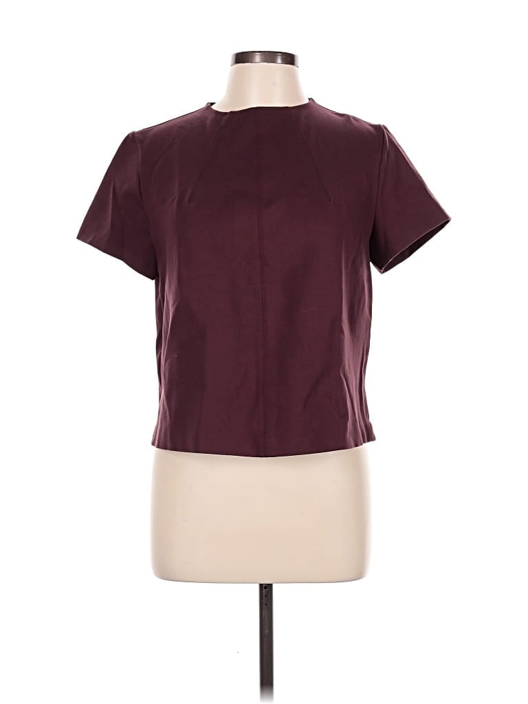 Pre-owned Spanx Short Sleeve Top Burgundy Keyhole Neckline Tops