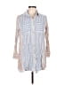 Joh 100% Rayon Stripes Blue 3/4 Sleeve Button-Down Shirt Size L - photo 1