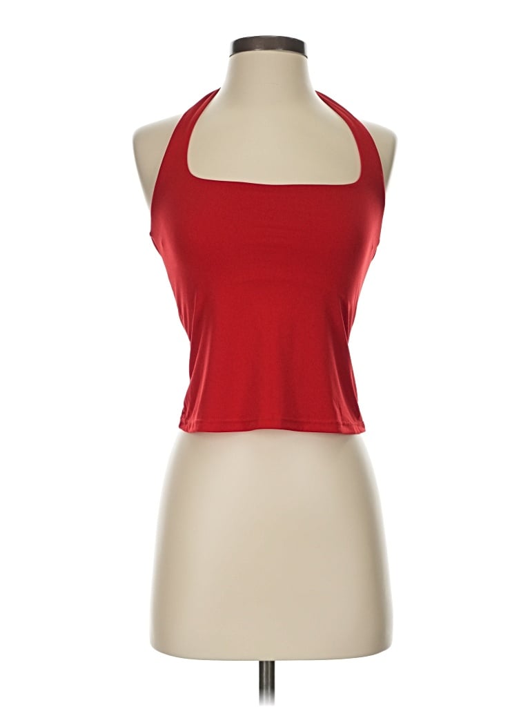 Pre-owned Klassy Network Tank Top Red Halter Neckline Tops