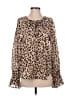 Kivari 100% Cotton Animal Print Brown Long Sleeve Blouse Size S - photo 1