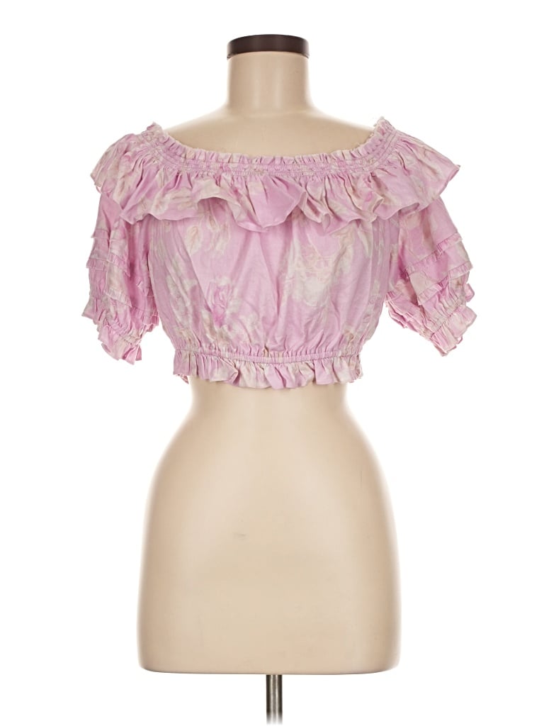 Pre-owned Loveshackfancy Short Sleeve Blouse In Pink