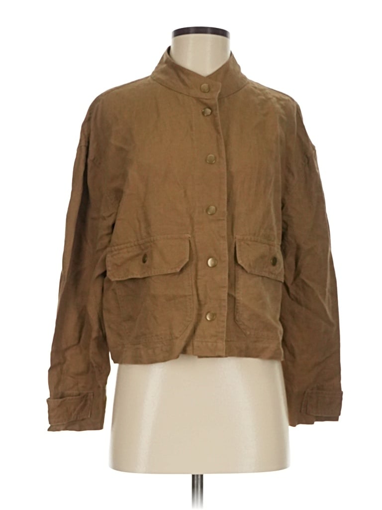 Pre-owned Nicole Miller 3/4 Sleeve Button Down Shirt In Brown