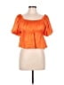 Evolutionary 100% Polyester Orange Short Sleeve Blouse Size L - photo 1