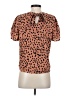 Papermoon 100% Polyester Animal Print Orange Short Sleeve Blouse Size XS (petite) - photo 2