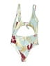 L Space Print Blue One Piece Swimsuit Size 8 - photo 1