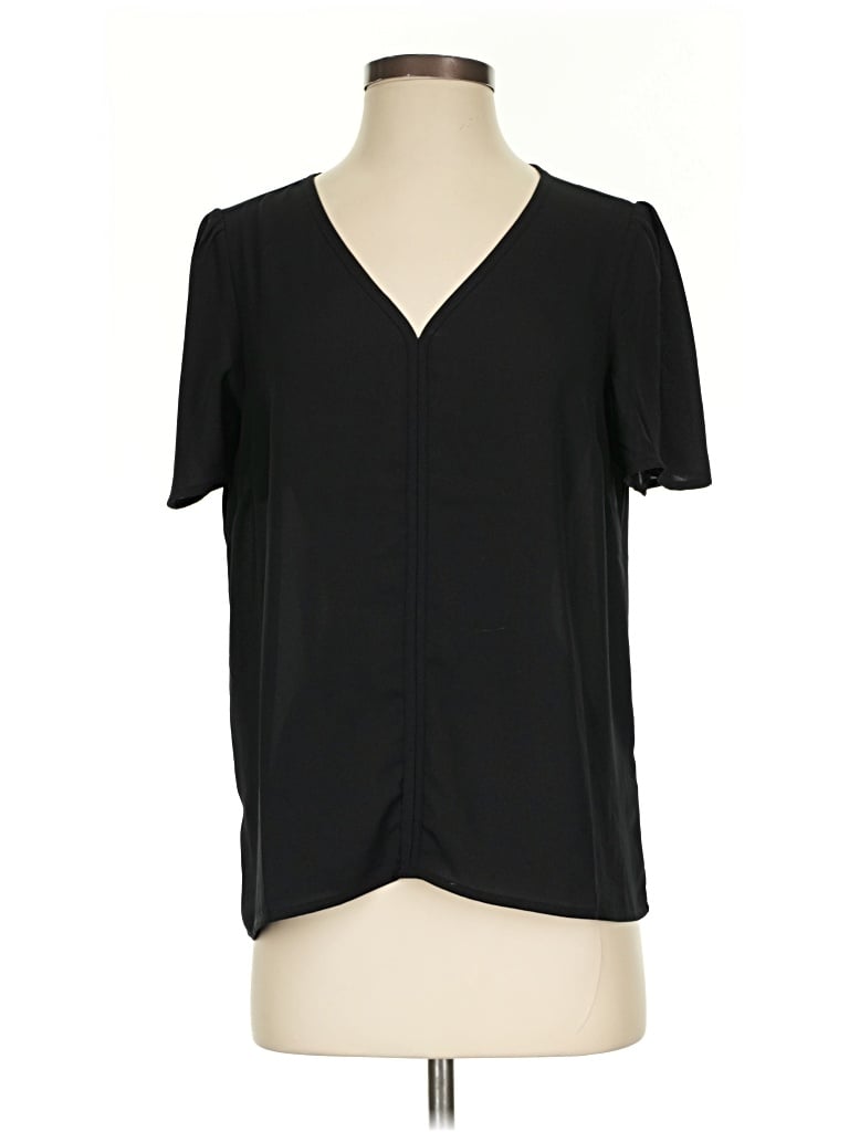 Pre-owned J.crew Factory Store Short Sleeve Blouse In Black