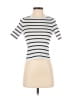 Happily Grey Stripes Ivory Short Sleeve Turtleneck Size S - photo 1