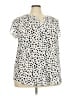 Papermoon 100% Polyester Polka Dots White Short Sleeve Blouse Size 3X - photo 1
