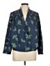 eShakti 100% Polyester Floral Graphic Blue Long Sleeve Blouse Size 12 - photo 1