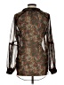 tp 100% Polyester Paisley Black Long Sleeve Blouse Size L - photo 2