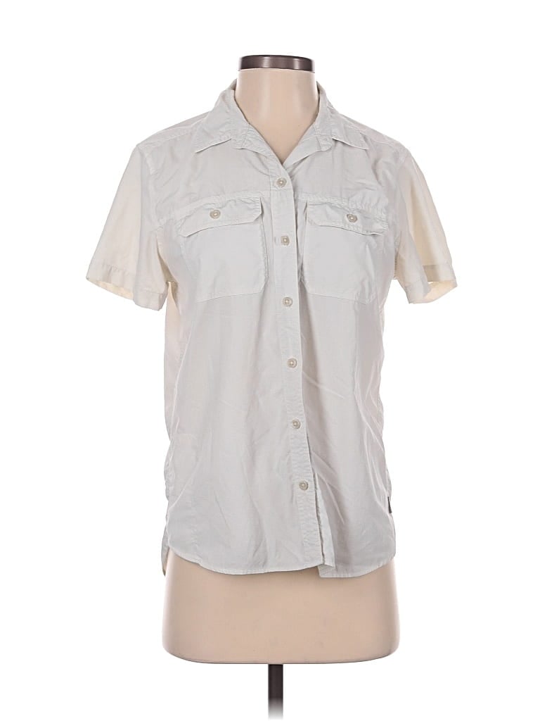 Pre-owned Eddie Bauer Short Sleeve Blouse In White