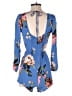 Just Fab 100% Rayon Floral Blue Romper Size XS - photo 2