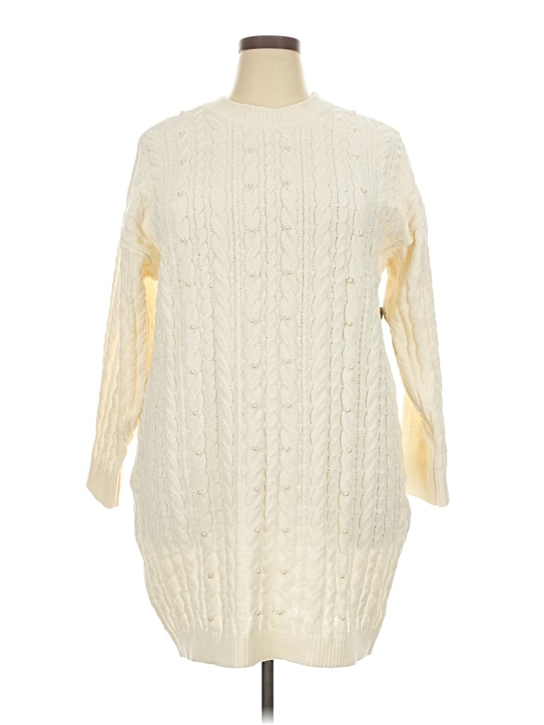 Pre-owned Allison Brittney Pullover Sweater In White