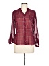 E&M Collection 100% Polyester Plaid Burgundy 3/4 Sleeve Blouse Size L - photo 1