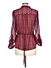 E&M Collection 100% Polyester Plaid Burgundy 3/4 Sleeve Blouse Size L - photo 2