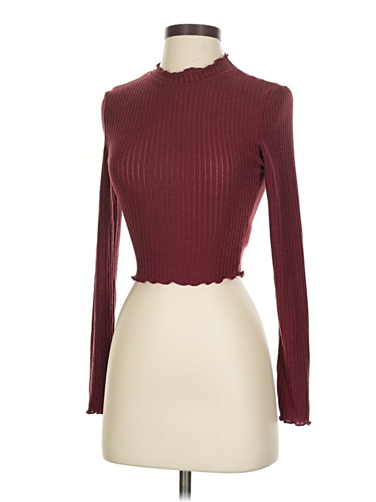 Pre-owned Shein Turtleneck Sweater In Burgundy