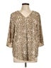 Unbranded Animal Print Tan 3/4 Sleeve Blouse Size L - photo 1