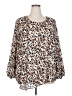 Studio B by BOBEAU 100% Polyester Animal Print Brown 3/4 Sleeve Blouse Size 2X - photo 1