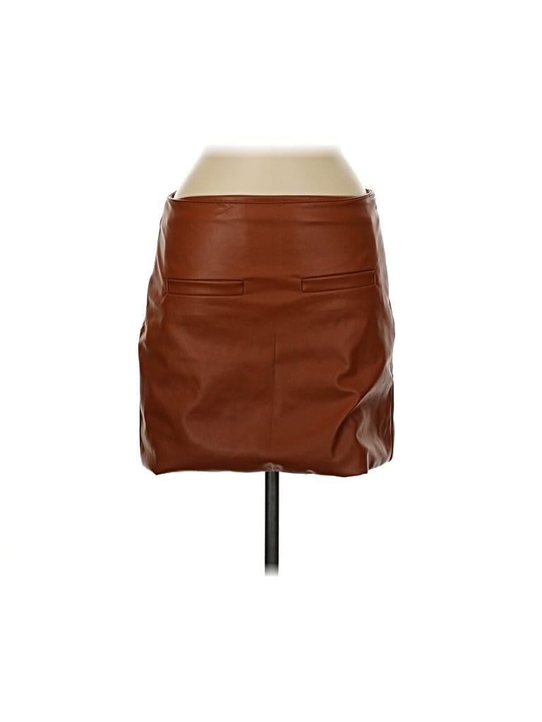 Pre-owned A New Day Faux Leather Skirt In Brown