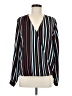Halogen 100% Polyester Stripes Blue Long Sleeve Blouse Size M - photo 1