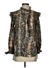 Zara 100% Polyester Animal Print Brown Long Sleeve Blouse Size XS - photo 1