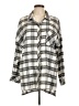 Ci Sono Plaid Silver 3/4 Sleeve Button-Down Shirt Size L - photo 1