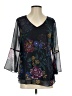 CAbi 100% Polyester Floral Multi Color Black 3/4 Sleeve Blouse Size S - photo 1