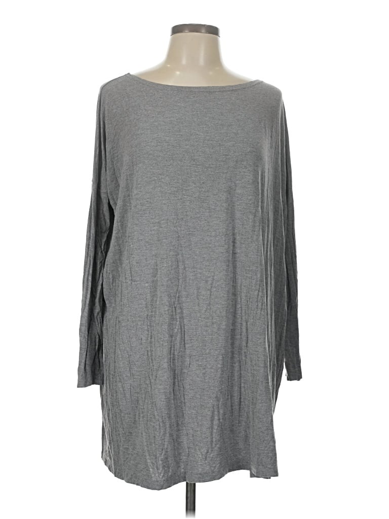 Pre-owned Piko Long Sleeve Top Gray Boatneck Tops