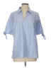 Talbots 100% Cotton Solid Blue Short Sleeve Blouse Size L - photo 1