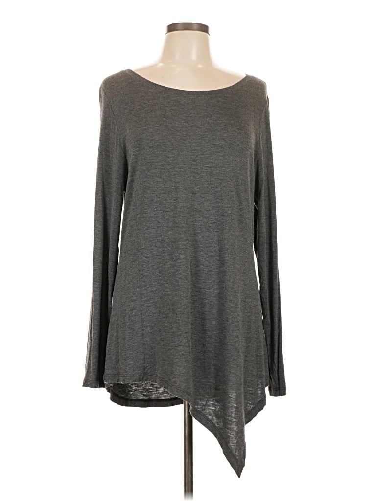 Pre-owned Joh Long Sleeve Top Gray Boatneck Tops