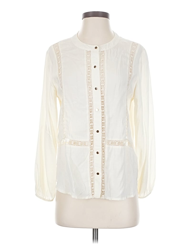 Pre-owned Ella Moss Long Sleeve Blouse In Ivory