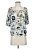 Evereve 100% Polyester Blue Ivory Short Sleeve Blouse Size XS - photo 1