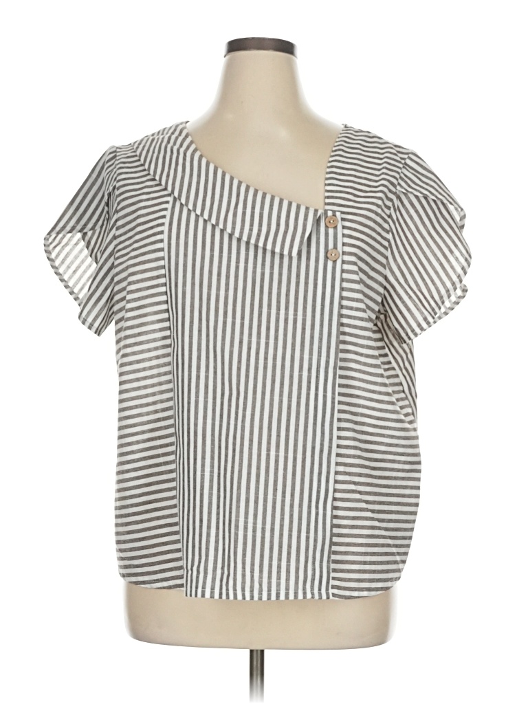Pre-owned Unbranded Short Sleeve Blouse In Silver