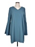 Sugar 100% Polyester Solid Teal Casual Dress Size L - photo 1