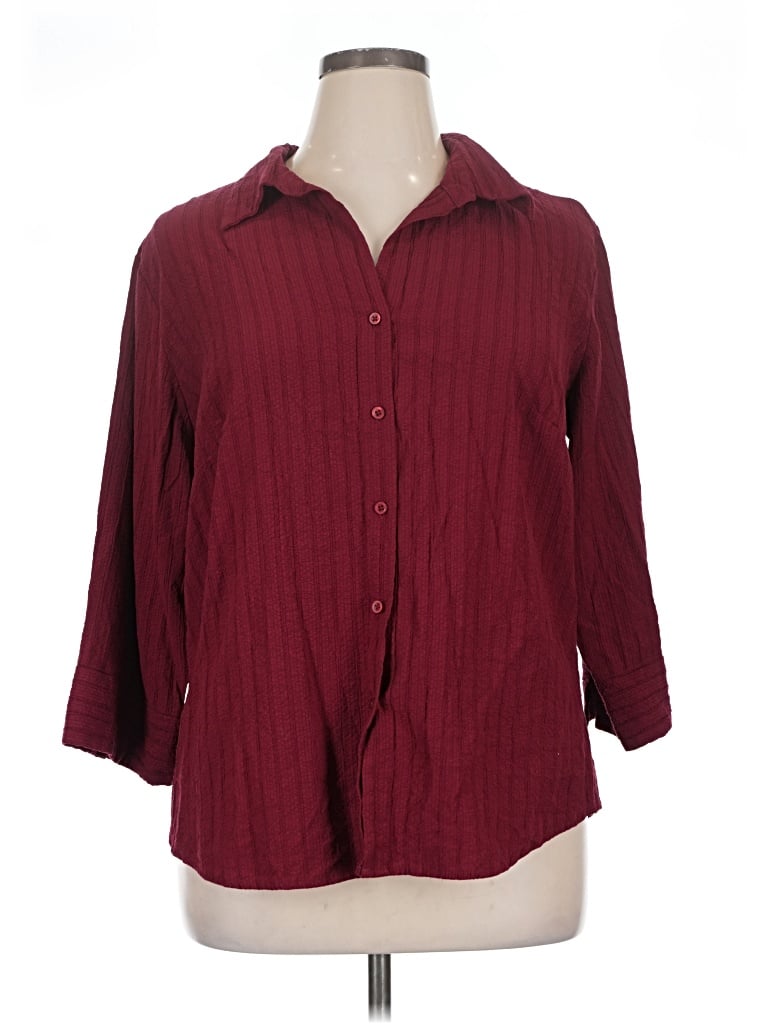 Pre-owned A.l.c 3/4 Sleeve Button Down Shirt In Burgundy