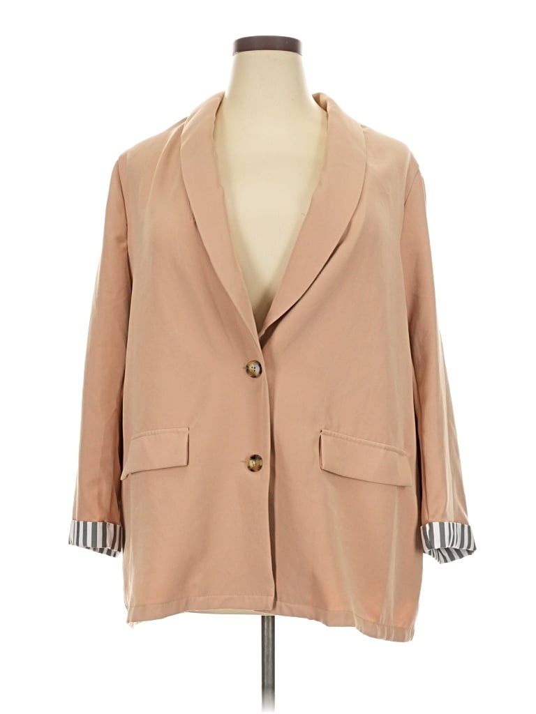 Pre-owned Shein Curve Blazer Jacket In Brown
