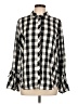 Time and Tru Checkered-gingham Black Long Sleeve Blouse Size L - photo 1