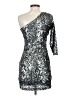 Ark & Co. 100% Polyester Metallic Silver Cocktail Dress Size S - photo 2