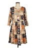 Unbranded 100% Polyester Print Tan Casual Dress Size M - photo 1