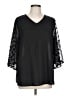 Unbranded 100% Polyester Black 3/4 Sleeve Blouse Size L (estimated) - photo 1