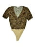 WAYF 100% Polyester Animal Print Gold Brown Bodysuit Size XS - photo 1