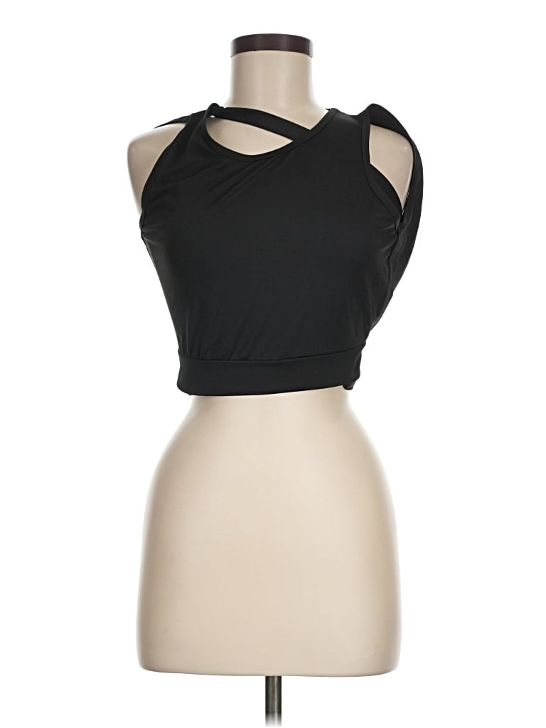 Pre-owned Yozy Tank Top Black Halter Neckline Tops