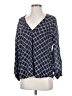 Joie 100% Silk Argyle Blue 3/4 Sleeve Silk Top Size S - photo 1