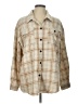 Automet 100% Polyester Plaid Tan Long Sleeve Blouse Size L - photo 1