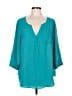 Torrid 100% Polyester Teal 3/4 Sleeve Blouse Size Lg Plus (0) - photo 1