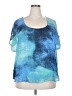 One World 100% Polyester Blue Short Sleeve Blouse Size 2X - photo 1