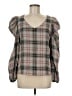 Drew Plaid Gray 3/4 Sleeve Blouse Size M - photo 1