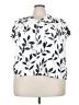 Unbranded Print White Short Sleeve Blouse Size 3X - photo 1
