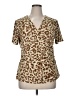 Evan Picone Animal Print Brown Short Sleeve Blouse Size 1X - photo 1