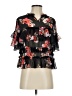 MAXSPORT 100% Polyester Floral Black Short Sleeve Blouse Size XS - photo 1